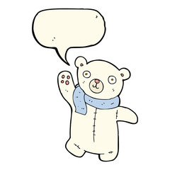 cute cartoon polar teddy bear with speech bubble