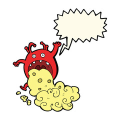 cartoon gross monster being sick with speech bubble