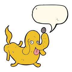 cartoon dog sticking out tongue with speech bubble