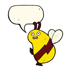 funny cartoon bee with speech bubble