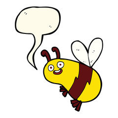 funny cartoon bee with speech bubble