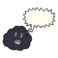 cartoon spooky cloud with speech bubble