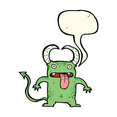 cartoon little devil with speech bubble