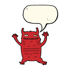 cartoon little monster with speech bubble