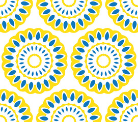 A seamless background of circular patterns. Seamless patterns from shapes color. A star-shaped pattern.