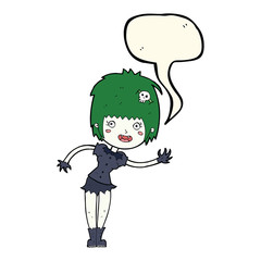 cartoon vampire girl with speech bubble