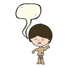 cartoon unhappy boy with speech bubble