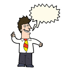 cartoon man with good idea with speech bubble