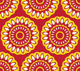 A seamless background of circular patterns. Seamless patterns from shapes color. A star-shaped pattern.