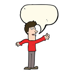 cartoon man reaching with speech bubble