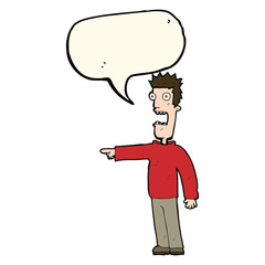 cartoon terrified man with speech bubble
