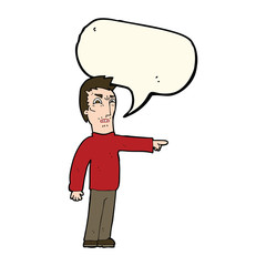 Fototapeta premium cartoon angry man pointing with speech bubble