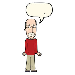 cartoon dad shrugging shoulders with speech bubble