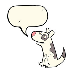 cartoon happy dog with speech bubble