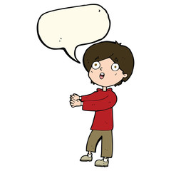 cartoon shocked boy with speech bubble