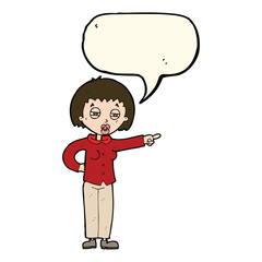 cartoon woman telling off with speech bubble