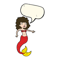 cartoon mermaid with speech bubble