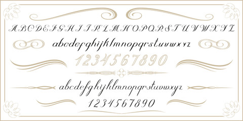 ALPHABET Old handwritten letters and numbers