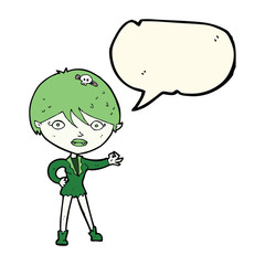 cartoon vampire girl with speech bubble