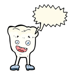 cartoon tooth with speech bubble