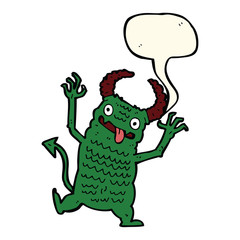 cartoon demon with speech bubble