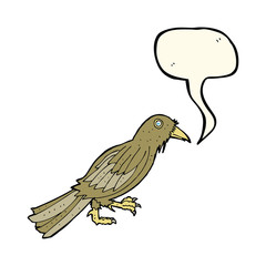 cartoon crow with speech bubble
