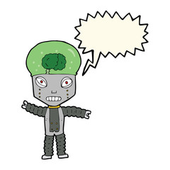 cartoon future robot with speech bubble