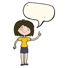 cartoon woman with idea with speech bubble