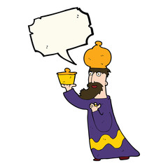 one of the three wise men with speech bubble