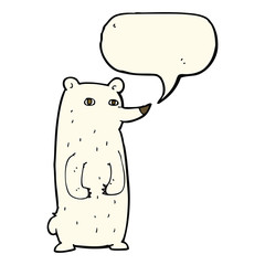 funny cartoon polar bear with speech bubble