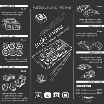 vector illustration of a sushi menu template