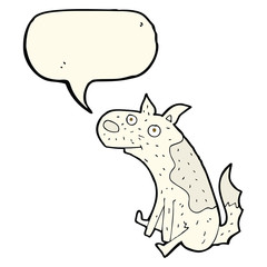 cartoon sitting dog with speech bubble