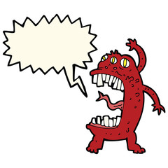 cartoon crazy monster with speech bubble