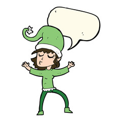 santa's helper cartoon with speech bubble