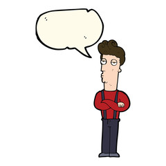 cartoon unimpressed man with speech bubble
