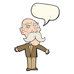 cartoon angry old man with speech bubble