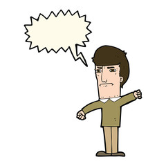 cartoon angry man with speech bubble