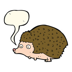 cartoon hedgehog with speech bubble