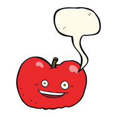 cartoon apple with speech bubble