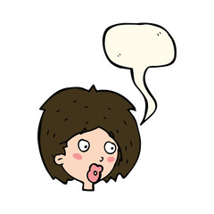 cartoon woman looking with speech bubble