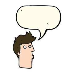 cartoon surprised man with speech bubble