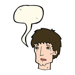 cartoon worried man with speech bubble