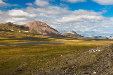 Colorful autumn Chukotka tundra, Chukotka. Russia