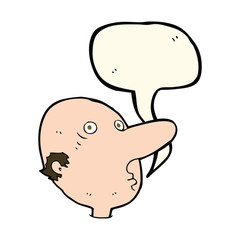 cartoon balding man with speech bubble