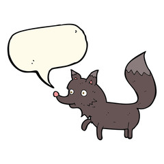 cartoon wolf cub with speech bubble