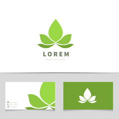 Abstract floral logo design with business card template. Creative eco business element. Vector illustration.