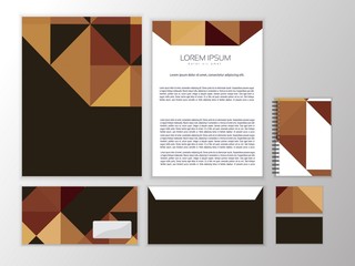 Vector stationery template design with origami elements. Documentation for business.