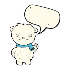 cartoon cute polar bear with speech bubble
