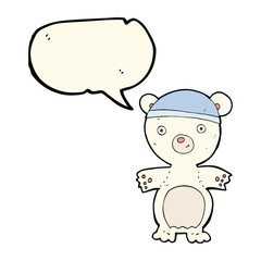 cartoon cute polar bear with speech bubble