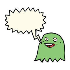cartoon ghost with speech bubble